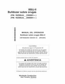 John Deere 850J-II bulldozer sur chenilles pdf manuel d'utilisation ES - John Deere manuels - JD-OMT392842X63-ES