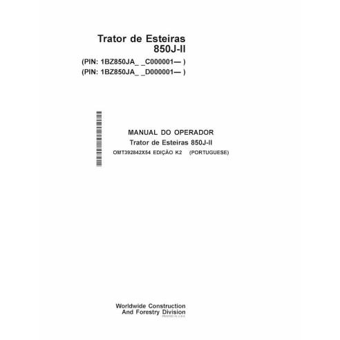 John Deere 850J-II bulldozer sur chenilles pdf manuel d'utilisation PT - John Deere manuels - JD-OMT392842X54-PT
