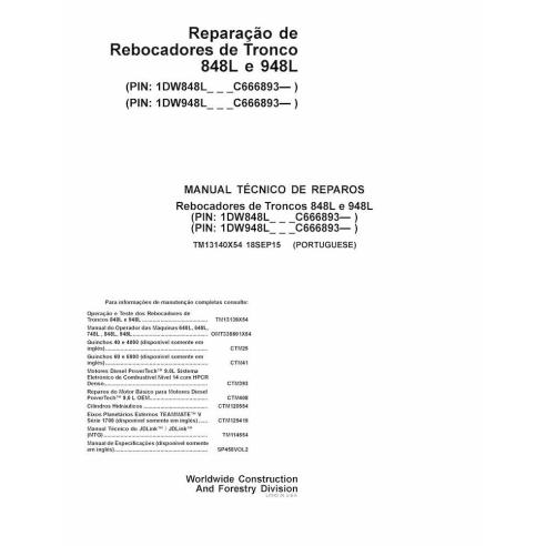 Minicarregadeira John Deere 848L, 948L pdf manual técnico de reparo PT - John Deere manuais - JD-TM13140X54-PT