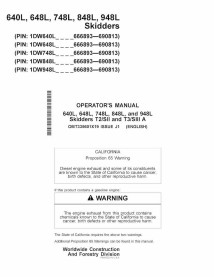JD-OMT335601X19 John Deere 640L, 648L, 748L, 848L, and 948L skid loader operator's manual (OMT335601X19)