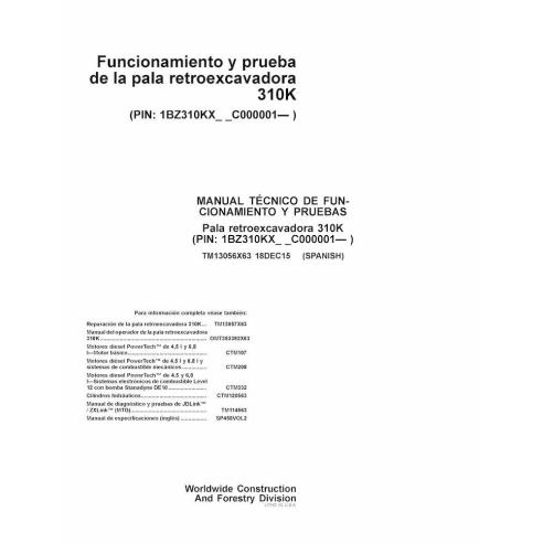 John Deere 310K tractopelle pdf diagnostic et manuel de tests PT - John Deere manuels - JD-TM13056x63-ES