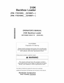 John Deere 310K backhoe loader pdf operator's manual  - John Deere manuals - JD-OMT305688-EN