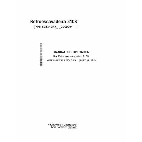 John Deere 310K retroexcavadora cargador pdf manual del operador PT - John Deere manuales - JD-OMT353392X54-PT