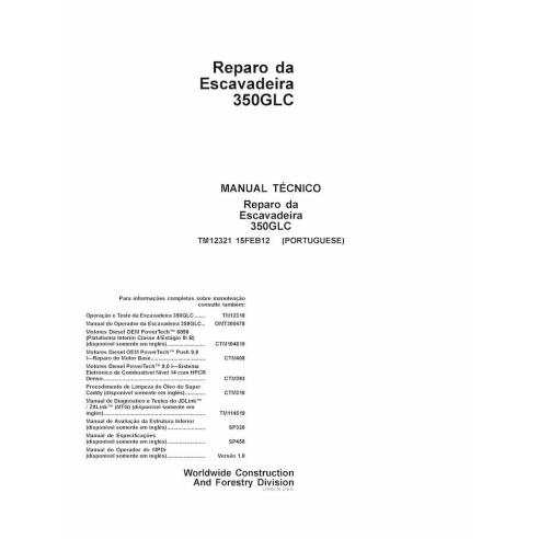 John Deere 350GLC escavadora pdf manual técnico de reparação PT - John Deere manuais - JD-TM12321-PT