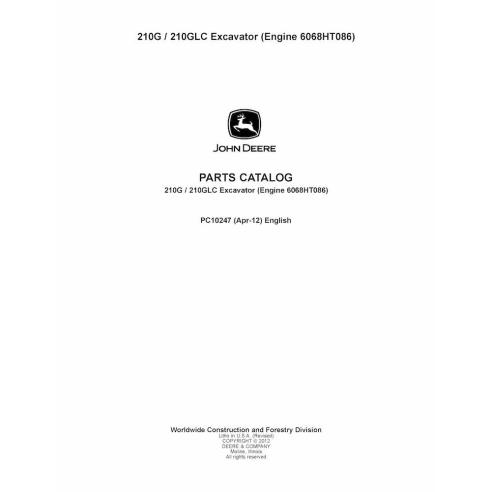 John Deere 210G, 210GLC escavadeira pdf catálogo de peças - John Deere manuais - JD-PC10247-EN