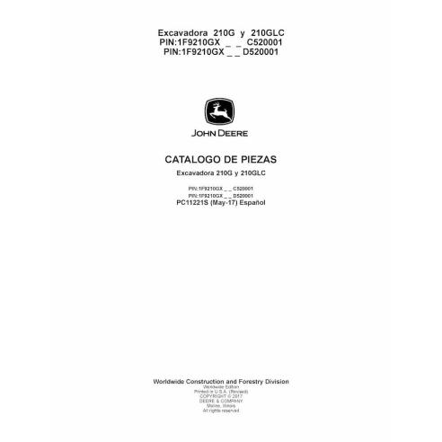 John Deere 210G, 210GLC pelle pdf catalogue de pièces PT - John Deere manuels - JD-PC11221S-ES