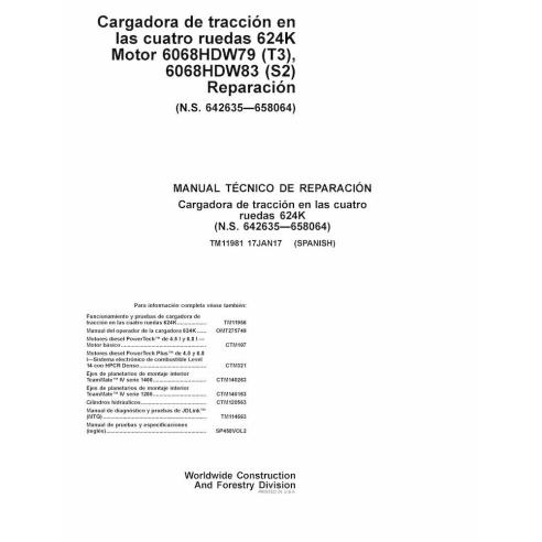 John Deere 624K carregador pdf manual técnico de reparação ES - John Deere manuais - JD-TM11981-ES