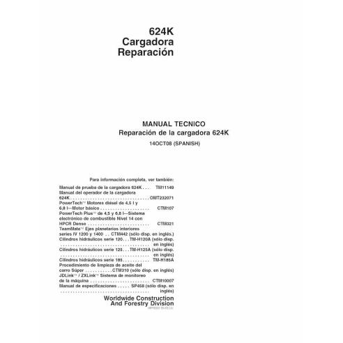 John Deere 624K carregador pdf manual técnico de reparação ES - John Deere manuais - JD-TM11151-ES