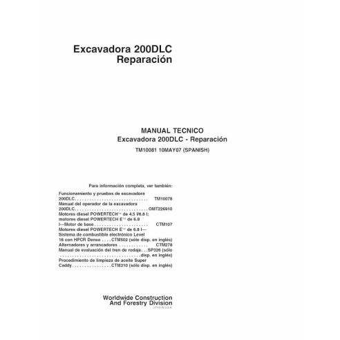 John Deere 200DLC escavadeira pdf manual técnico de reparo ES - John Deere manuais - JD-TM10081-ES