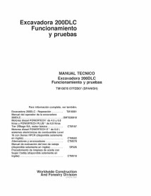 TM10078-ES John Deere 200DLC excavator pdf diagnosis and tests manual ES