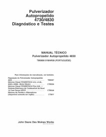 TM9098-PT Manual de diagnóstico y pruebas para pulverizadores John Deere 4730 y 4830 PT (TM9098)