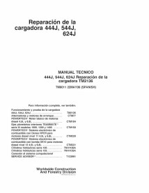 John Deere 444J, 544J, 624J chargeur pdf réparation manuel technique ES - John Deere manuels - JD-TM9011-ES