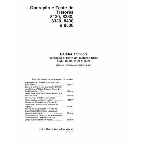 John Deere 8130, 8230, 8330, 8430, 8530 tractor pdf manual de diagnóstico y pruebas PT - John Deere manuales - JD-TM2284-PT