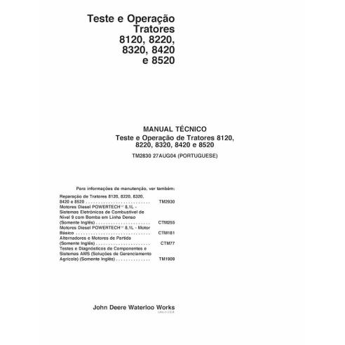 TM2830-PT Manual de diagnóstico y pruebas para tractores John Deere 8120, 8220, 8320, 8420 y 8520 (TM2830)