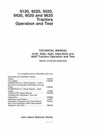 TM1972 John Deere 9120, 9220, 9320, 9420, 9520 e 9620 trator pdf manual de diagnóstico e testes