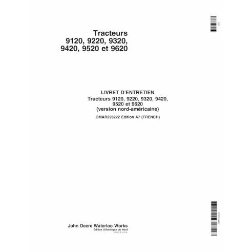John Deere 9120, 9220, 9320, 9420, 9520 and 9620 tractor pdf operator's manual FR - John Deere manuals - JD-OMAR228222-FR