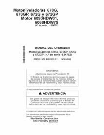 John Deere 670G, 670GP, 672G and 672GP grader pdf operator's manual  - John Deere manuals - JD-OMT251678-ES