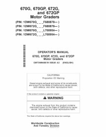 John Deere 670G, 670GP, 672G and 672GP grader pdf operator's manual  - John Deere manuals - JD-OMT390948X19-EN