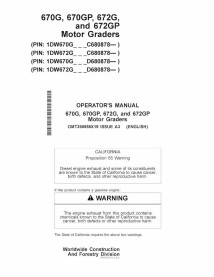 John Deere 670G, 670GP, 672G and 672GP grader pdf operator's manual  - John Deere manuals - JD-OMT390956X19-EN