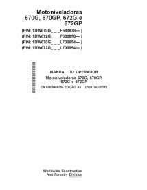 John Deere 670G, 670GP, 672G and 672GP grader pdf operator's manual ES - John Deere manuals - JD-OMT390948X054-PT