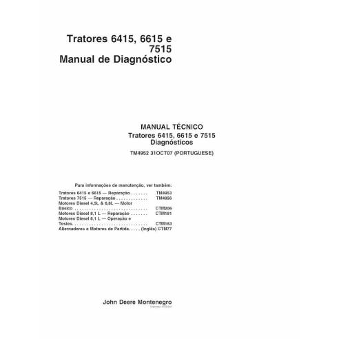 John Deere 6415, 6615, 7515 tractor pdf diagnosis and tests manual PT - John Deere manuals - JD-TM4952-PT
