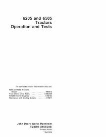 TM4608 John Deere 6205, 6505 tractor repair technical manual (TM4608)