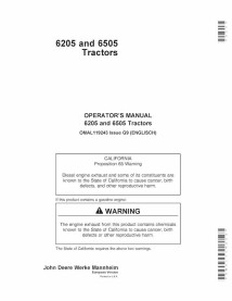 John Deere 6205, 6505 tracteur pdf manuel d'utilisation. - John Deere manuels - JD-OMAL119243-EN