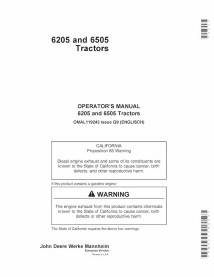 JD-OMAL119243 John Deere 6205, 6505 tractor operator's manual (OMAL119243)