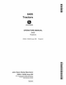 JD-OMAL116326 John Deere 6405 tractor operator's manual (OMAL116326)