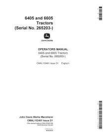 JD-OMAL153481 John Deere 6405, 6605 tractor operator's manual (OMAL153481)