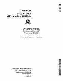 John Deere 6405, 6605 tracteur pdf manuel d'utilisation FR - John Deere manuels - JD-OMAL153482-FR