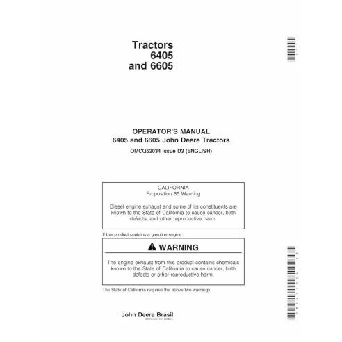 John Deere 6405, 6605 trator pdf manual do operador - John Deere manuais - JD-OMCQ52034-EN
