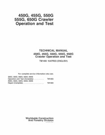 John Deere 450G, 455G, 550G, 555G, 650G bulldozer pdf fonctionnement et manuel technique de test - John Deere manuels - JD-TM...