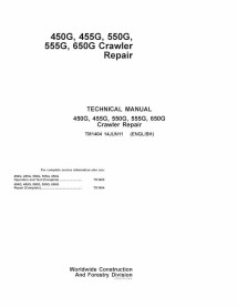 John Deere 450G, 455G, 550G, 555G, 650G dozer pdf manual técnico de reparo - John Deere manuais - JD-TM1404-EN