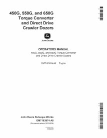 John Deere 450G, 550G, 650G bulldozer pdf manuel de l'opérateur - John Deere manuels - JD-OMT163974-EN