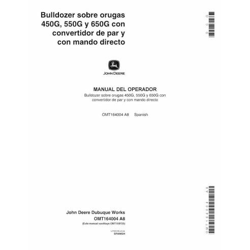John Deere 450G, 550G, 650G dozer pdf manual do operador ES - John Deere manuais - JD-OMT164004-ES