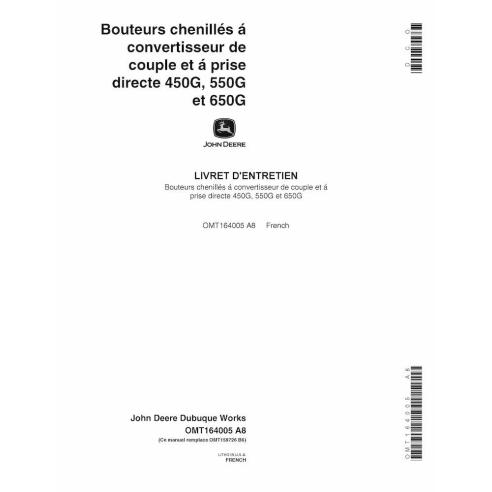 John Deere 450G, 550G, 650G dozer pdf operator's manual FR - John Deere manuals - JD-OMT164005-FR