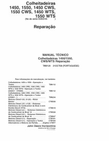 TM8120-PT Manual técnico de reparación de cosechadoras John Deere 1450, 1550, 1450 CWS, 1550 CWS, 1450 WTS, 1550 WTS PT (TM8120)