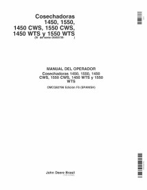 JD-OMCQ62796-ES Manual del operador de la cosechadora John Deere 1450, 1550, 1450 CWS, 1550 CWS, 1450 WTS, 1550 WTS ES (OMCQ6...