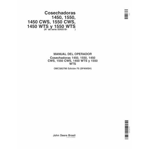 John Deere 1450, 1550, 1450 CWS, 1550 CWS, 1450 WTS, 1550 WTS cosechadora pdf manual del operador ES - John Deere manuales - ...