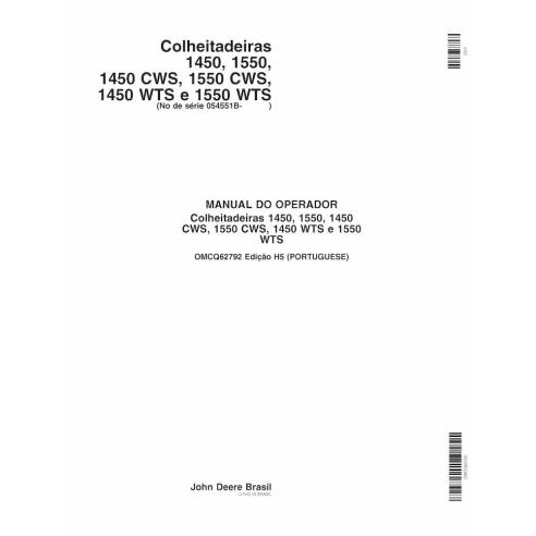 John Deere 1450, 1550, 1450 CWS, 1550 CWS, 1450 WTS, 1550 WTS combine pdf manual do operador PT - John Deere manuais - JD-OMC...