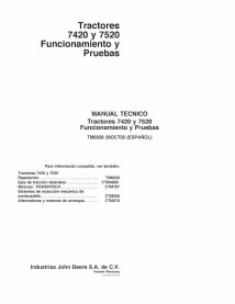 TM6029-ES John Deere 7420, trator 7520 pdf operação e teste manual técnico ES