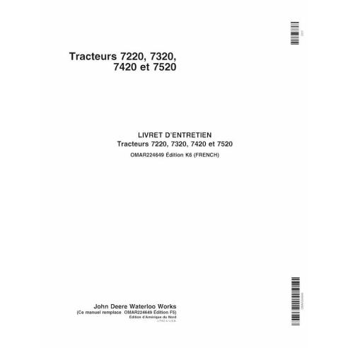 John Deere 7220, 7320, 7420, 7520 trator pdf manual do operador FR - John Deere manuais - JD-OMAR224649-FR