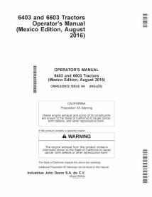 John Deere 6403, 6603 manual del operador del tractor pdf - John Deere manuales - JD-OMRE225832-EN