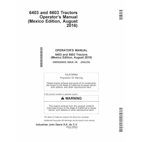 John Deere 6403, 6603 manual del operador del tractor pdf - John Deere manuales - JD-OMRE225832-EN