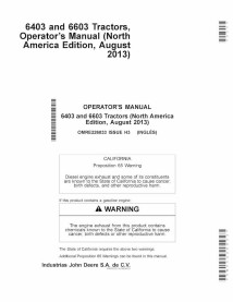 JD-OMRE226033 John Deere 6403, 6603 tractor operator's manual (OMRE226033)