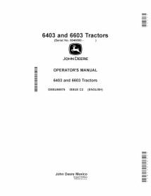 John Deere 6403, 6603 tracteur manuel d'utilisation pdf - John Deere manuels - JD-OMSU65875-EN