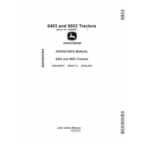 John Deere 6403, 6603 tractor pdf operator's manual  - John Deere manuals - JD-OMSU65875-EN