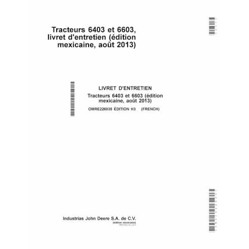 John Deere 6403, 6603 tractor pdf manual del operador FR - John Deere manuales - JD-OMRE226035-FR