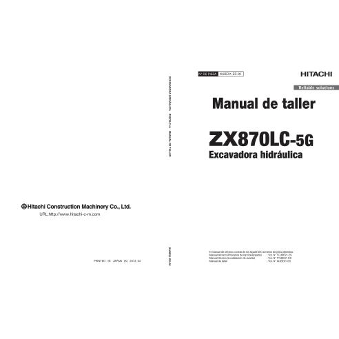 Excavadora hidráulica Hitachi ZX 870LC-5G pdf manual de taller ES - Hitachi manuales - HITACHI-WJBE91ES00